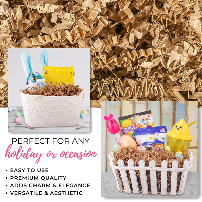 MagicWater Crinkle Cut Paper for Gift Baskets - 1/2 LB - Kraft - Perfect for Shredded Paper Filler, Basket Filler, Gift Boxes, Bridesmaid Gifts, Halloween Stuffers & More - Ideal for All Occasions