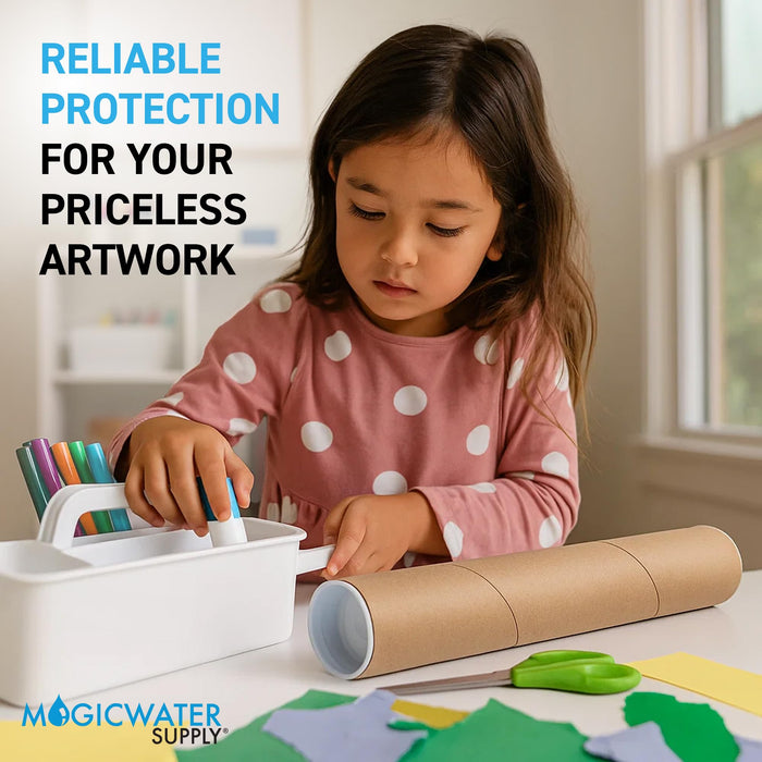 MagicWater Supply Mailing Tube - 1.5 in x 12 in - Kraft - 4 Pack - for Shipping and Storage of Posters, Arts, Crafts, and Documents