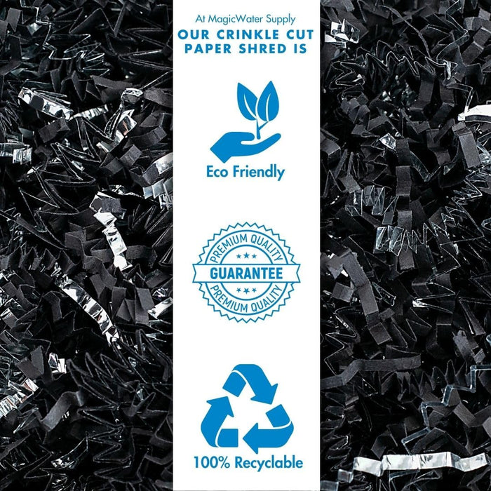 MagicWater Supply - 2 oz - Black & Silver - Crinkle Cut Paper Shred Filler great for Gift Wrapping, Basket Filling, Birthdays, Weddings, Anniversaries