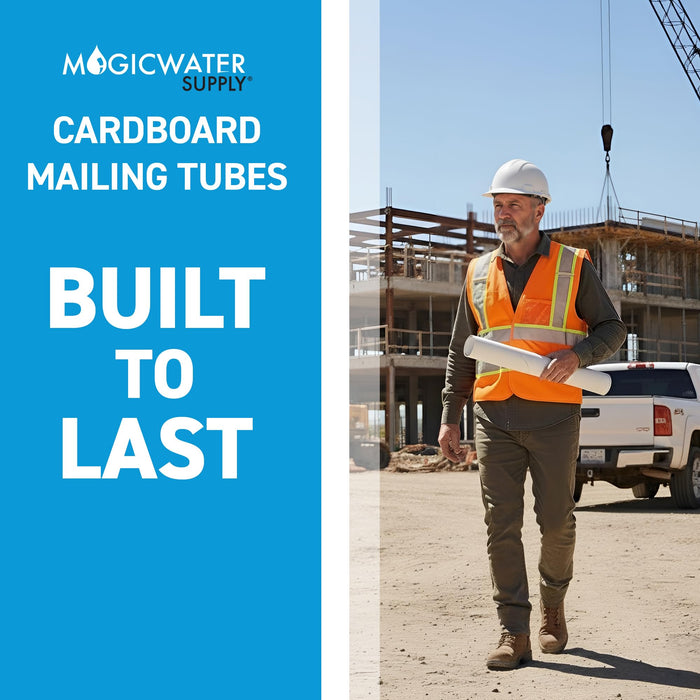 MagicWater Supply Mailing Tube 3 in x 24 in White - 2 Pack - for Shipping and Storage of Posters, Arts, Crafts, and Documents