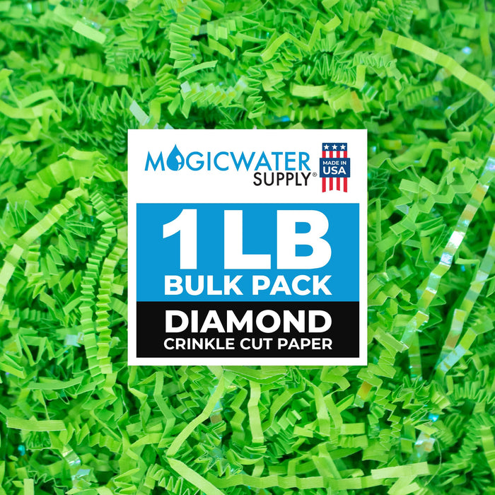 MagicWater Crinkle Cut Paper for Gift Baskets - 1LB Diamond Lime Green - Perfect for Shredded Paper Filler, Basket Filler, Gift Boxes, Bridesmaid Gifts, Christmas Stuffers & More Occasions