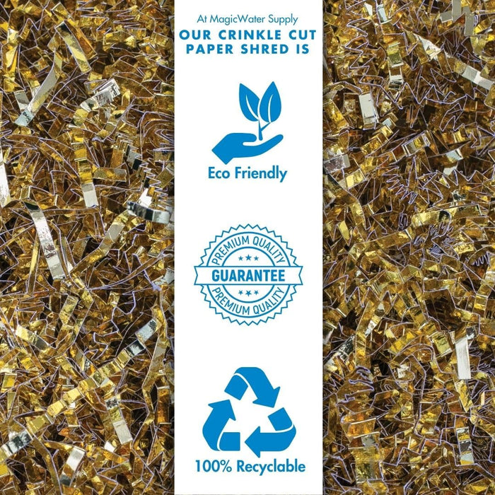 MagicWater Supply - 2 oz - Gold Metallic - Crinkle Cut Paper Shred Filler great for Gift Wrapping, Basket Filling, Birthdays, Weddings, Anniversaries