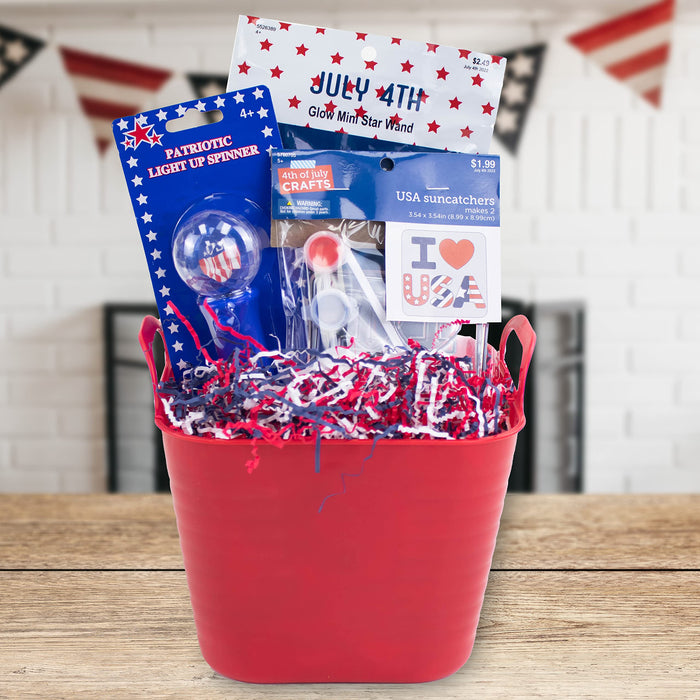 "Soft & Thin" Cut Crinkle Paper Shred Filler (1/2 LB) for Gift Wrapping & Basket Filling - Red, White and Blue | MagicWater Supply