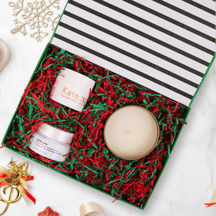 MagicWater Supply - 1/2 LB - Green & Red - Soft & Thin Crinkle Cut Paper Shred Filler great for Gift Wrapping, Basket Filling, Birthdays, Weddings, Anniversaries, Valentines Day, and other occasions