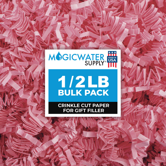 MagicWater Crinkle Cut Paper for Gift Baskets - 1/2 LB - Light Pink - Perfect for Shredded Paper Filler, Basket Filler, Gift Boxes, Bridesmaid Gifts, Christmas Stuffers - Ideal for All Occasions