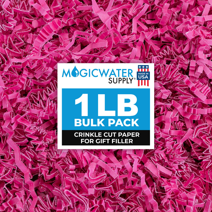 MagicWater Crinkle Cut Paper for Gift Baskets - 1LB - Pink - Perfect for Shredded Paper Filler, Basket Filler, Gift Boxes, Bridesmaid Gifts, Halloween Stuffers & More - Ideal for All Occasions