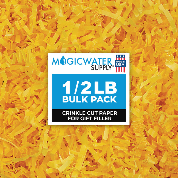 MagicWater Crinkle Cut Paper for Gift Baskets - 1/2 LB - Yellow - Perfect for Shredded Paper Filler, Basket Filler, Gift Boxes, Bridesmaid Gifts, Christmas Stuffers & More - Ideal for All Occasions