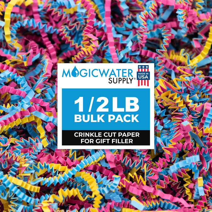 MagicWater Crinkle Cut Paper for Gift Baskets - 1/2 LB - Fiesta Blend - Perfect for Shredded Paper Filler,Basket Filler,Gift Boxes, Bridesmaid Gifts, Halloween Stuffers - Ideal for All Occasions
