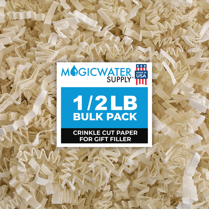 MagicWater Crinkle Cut Paper for Gift Baskets - 1/2 LB - Light Ivory - Perfect for Shredded Paper Filler, Basket Filler, Gift Boxes, Bridesmaid Gifts, Halloween Stuffers - Ideal for All Occasions