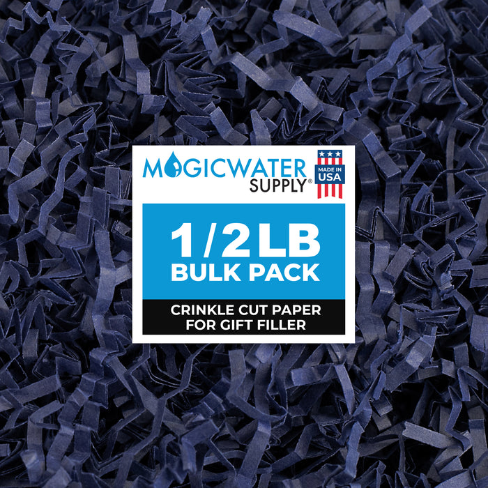 MagicWater Crinkle Cut Paper for Gift Baskets - 1/2 LB - Navy Blue - Perfect for Shredded Paper Filler, Basket Filler, Gift Boxes, Bridesmaid Gifts, Christmas Stuffers & More - Ideal for All Occasions