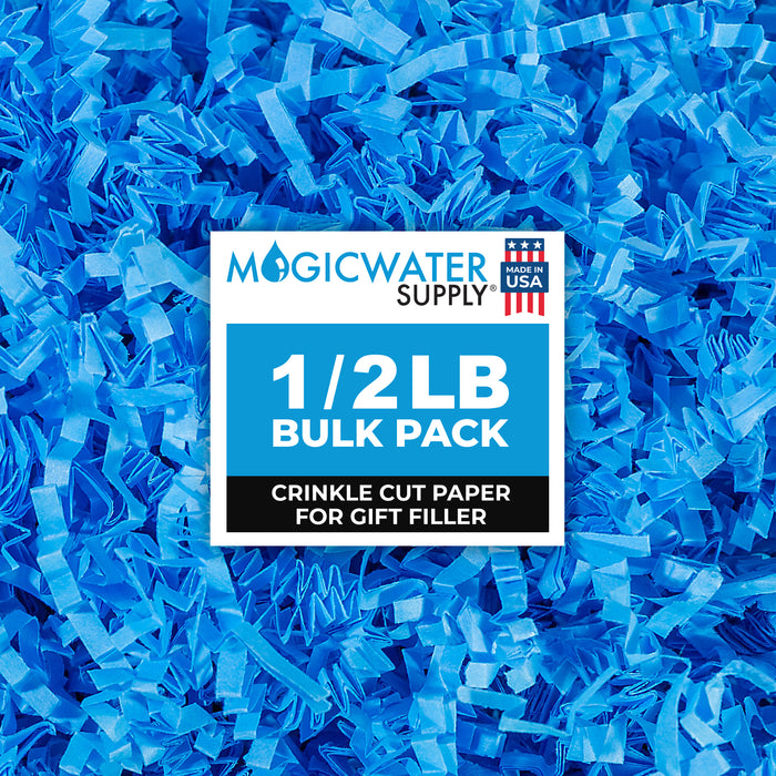 MagicWater Crinkle Cut Paper for Gift Baskets - 1/2 LB - Light Blue - Perfect for Shredded Paper Filler, Basket Filler, Gift Boxes, Bridesmaid Gifts,Christmas Stuffers & More - Ideal for All Occasions