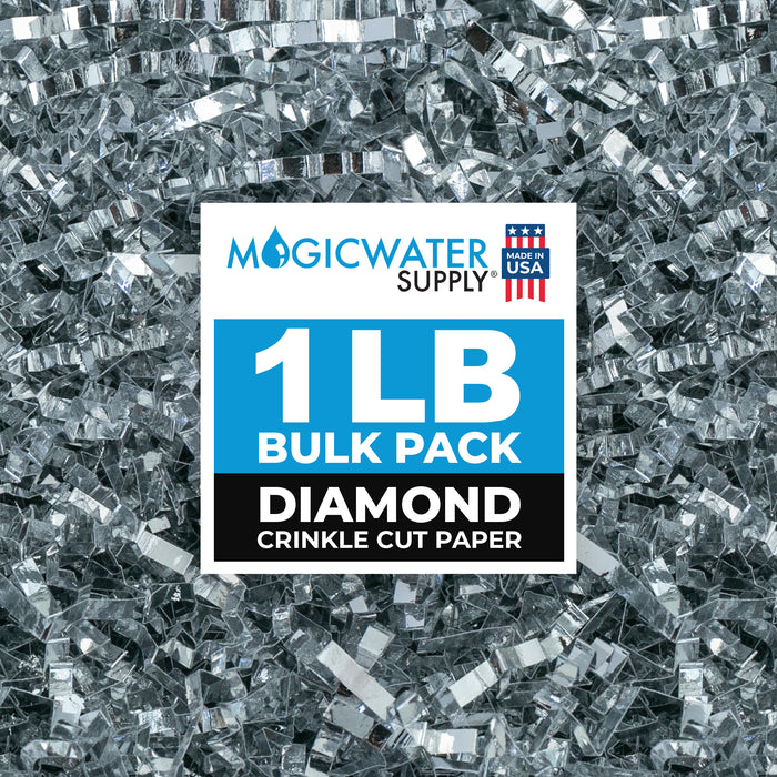 MagicWater Supply - 1 LB - Silver Metallic - Crinkle Cut Paper Shred Filler great for Gift Wrapping, Basket Filling, Birthdays, Weddings, Anniversaries