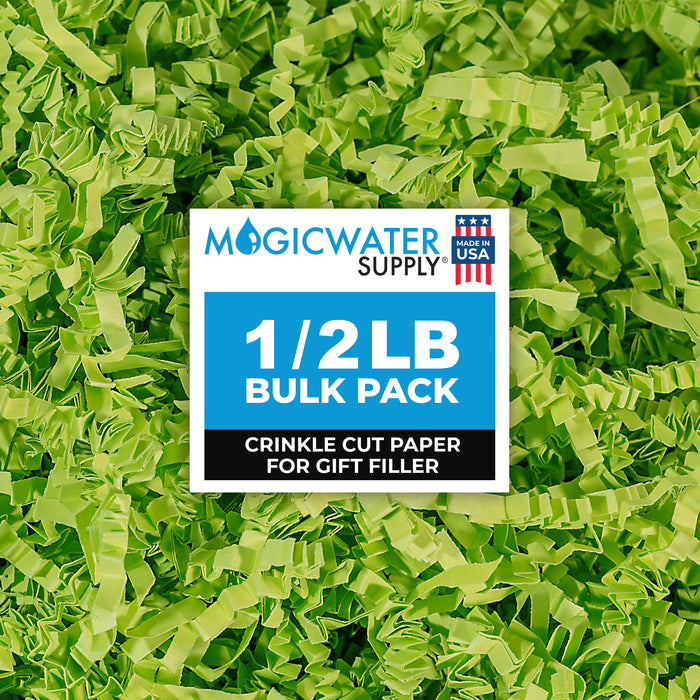 MagicWater Crinkle Cut Paper for Gift Baskets - 1/2 LB - Lime Green - Perfect for Shredded Paper Filler, Basket Filler, Gift Boxes, Bridesmaid Gifts, Christmas Stuffers - Ideal for All Occasions