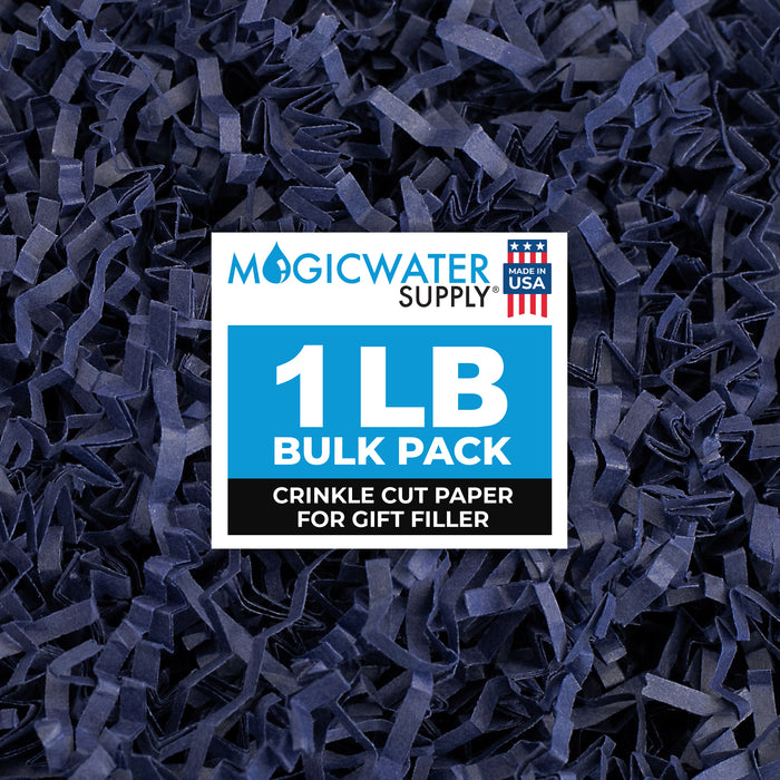 MagicWater Supply Crinkle Cut Paper Shred Filler-1LB Navy Blue-Decorative & Protective Packaging for Bridesmaid Gifts & Bridesmaid Proposal Gifts Holiday Stuffers Birthdays Wedding & Anniversaries