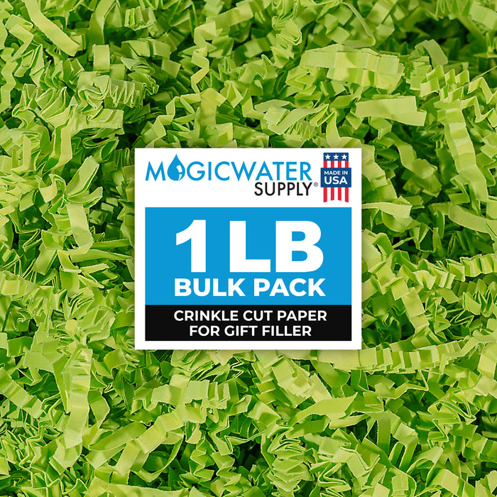 MagicWater Supply Crinkle Cut Paper Shred Filler-1LB Lime Green-Decorative & Protective Packaging for Bridesmaid Gifts & Bridesmaid Proposal Gifts Holiday Stuffers Birthdays Wedding & Anniversaries