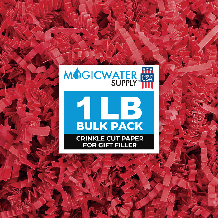 MagicWater Supply Crinkle Cut Paper Shred Filler - 1LB Red - Decorative & Protective Packaging for Bridesmaid Gifts & Bridesmaid Proposal Gifts Holiday Stuffers Birthdays Wedding & Anniversaries