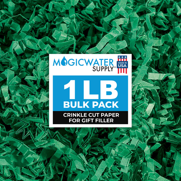 MagicWater Supply Crinkle Cut Paper Shred Filler-1LB Green-Decorative & Protective Packaging for Bridesmaid Gifts & Bridesmaid Proposal Gifts Holiday Stuffers Birthdays Wedding & Anniversaries