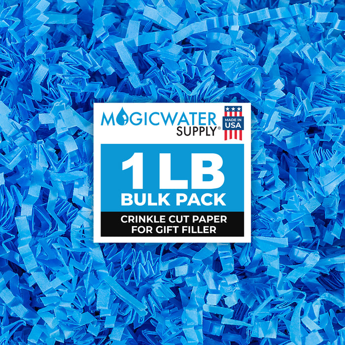 MagicWater Supply Crinkle Cut Paper Shred Filler-1LB Light Blue-Decorative & Protective Packaging for Bridesmaid Gifts & Bridesmaid Proposal Gifts Holiday Stuffers Birthdays Wedding & Anniversaries