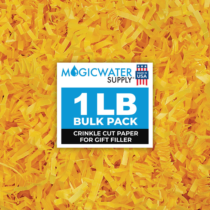 MagicWater Supply Crinkle Cut Paper Shred Filler-1LB Yellow-Decorative & Protective Packaging for Bridesmaid Gifts & Bridesmaid Proposal Gifts Holiday Stuffers Birthdays Wedding & Anniversaries