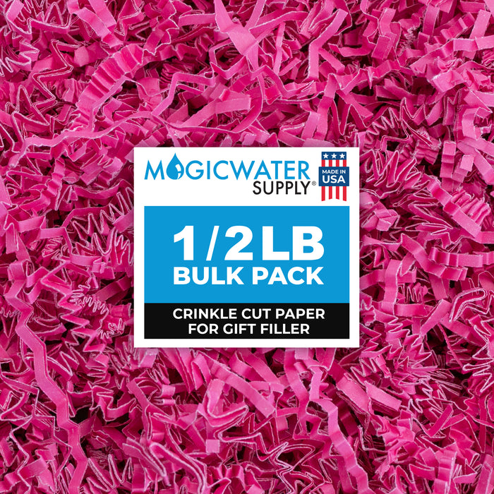MagicWater Crinkle Cut Paper for Gift Baskets - 1/2 LB - Pink - Perfect for Shredded Paper Filler, Basket Filler, Gift Boxes, Bridesmaid Gifts, Christmas Stuffers & More - Ideal for All Occasions
