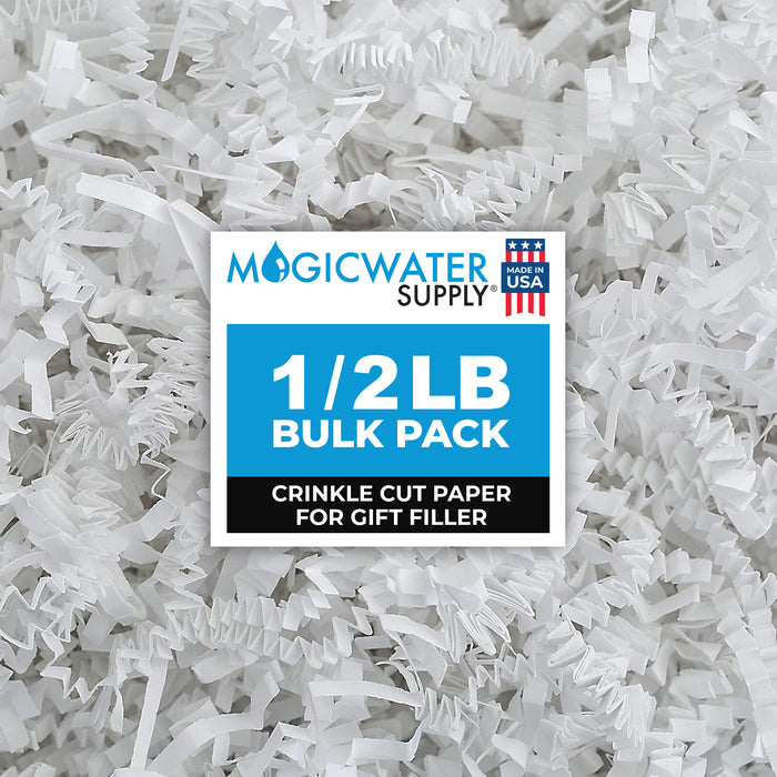 MagicWater Crinkle Cut Paper for Gift Baskets - 1/2 LB - White - Perfect for Shredded Paper Filler, Basket Filler, Gift Boxes, Bridesmaid Gifts, Christmas een Stuffers & More - Ideal for All Occasions