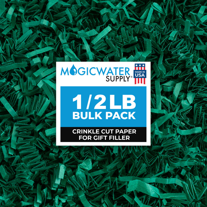 MagicWater Crinkle Cut Paper for Gift Baskets - 1/2 LB - Forest Green - Perfect for Shredded Paper Filler, Basket Filler, Gift Boxes, Bridesmaid Gifts, Christmas Stuffers - Ideal for All Occasions