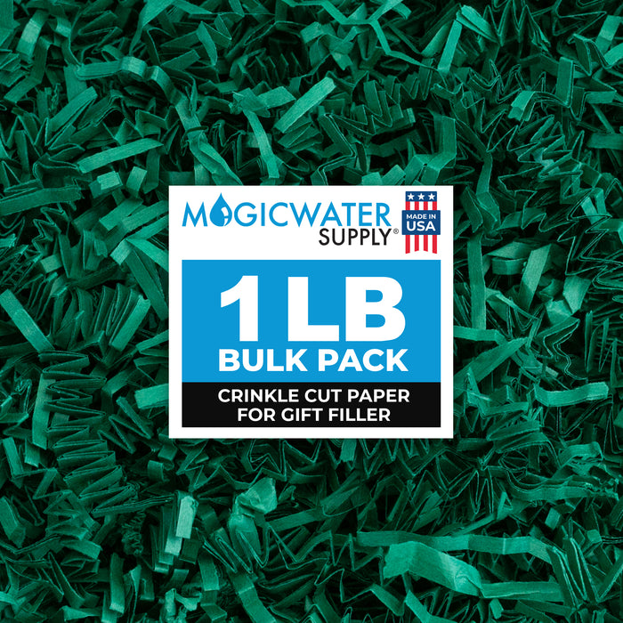 MagicWater Supply Crinkle Cut Paper Shred Filler-1LB Forest Green-Decorative & Protective Packaging for Bridesmaid Gifts & Bridesmaid Proposal Gifts Holiday Stuffers Birthdays Wedding & Anniversaries