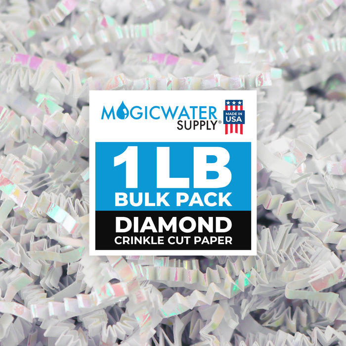 MagicWater Supply - 1 LB - Diamond White - Crinkle Cut Paper Shred Filler great for Gift Wrapping, Basket Filling, Birthdays, Weddings, Anniversaries