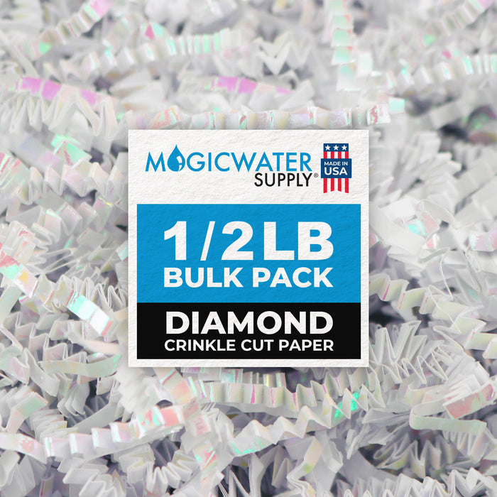 MagicWater Supply - 1/2 LB - Diamond White - Crinkle Cut Paper Shred Filler great for Gift Wrapping, Basket Filling, Birthdays, Weddings, Anniversaries