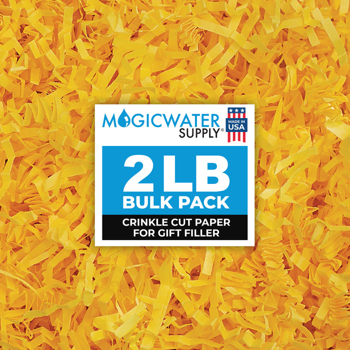 MagicWater Crinkle Cut Paper for Gift Baskets - 2LB - Yellow - Perfect for Shredded Paper Filler, Basket Filler, Gift Boxes, Bridesmaid Gifts, Christmas Stuffers & More - Ideal for All Occasions