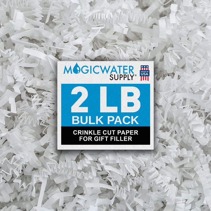 MagicWater Crinkle Cut Paper for Gift Baskets - 2LB White - Perfect for Shredded Paper Filler, Basket Filler, Gift Boxes, Bridesmaid Gifts, Christmas Stuffers & More - Ideal for All Occasions