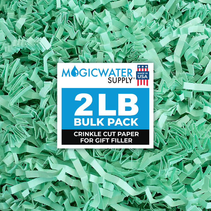 MagicWater Supply - 2 LB - Mint Green - Crinkle Cut Paper Shred Filler great for Gift Wrapping, Basket Filling, Birthdays, Weddings, Anniversaries