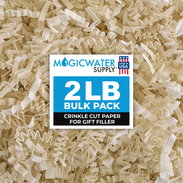 MagicWater Crinkle Cut Paper for Gift Baskets - 2LB - Light Ivory - Perfect for Shredded Paper Filler, Basket Filler, Gift Boxes, Bridesmaid Gifts, Christmas Stuffers & More - Ideal for All Occasions
