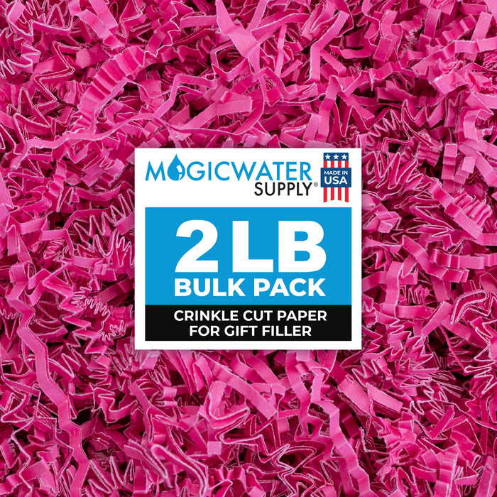 MagicWater Crinkle Cut Paper for Gift Baskets - 2LB - Pink- Perfect for Shredded Paper Filler, Basket Filler, Gift Boxes, Bridesmaid Gifts, Christmas Stuffers & More - Ideal for All Occasions