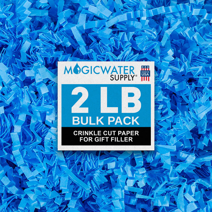 MagicWater Crinkle Cut Paper for Gift Baskets - 2LB - Light Blue - Perfect for Shredded Paper Filler, Basket Filler, Gift Boxes, Bridesmaid Gifts, Christmas Stuffers & More - Ideal for All Occasions