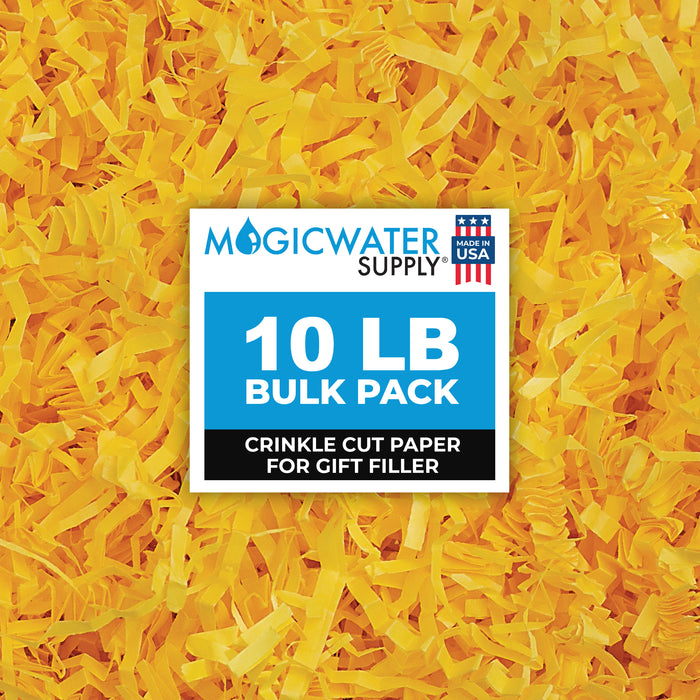 MagicWater Crinkle Cut Paper for Gift Baskets - 10LB - Yellow - Perfect for Shredded Paper Filler, Basket Filler, Gift Boxes, Bridesmaid Gifts, Christmas Stuffers & More - Ideal for All Occasions