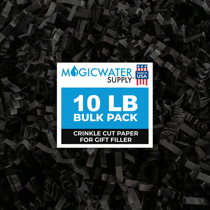 MagicWater Supply Crinkle Cut Paper Shred Filler - 10LB - Black - Premium Quality Recyclable, Eco-Friendly Decorative Packaging for Gift Wrapping, Basket Filling, Birthdays, Weddings & Anniversaries.