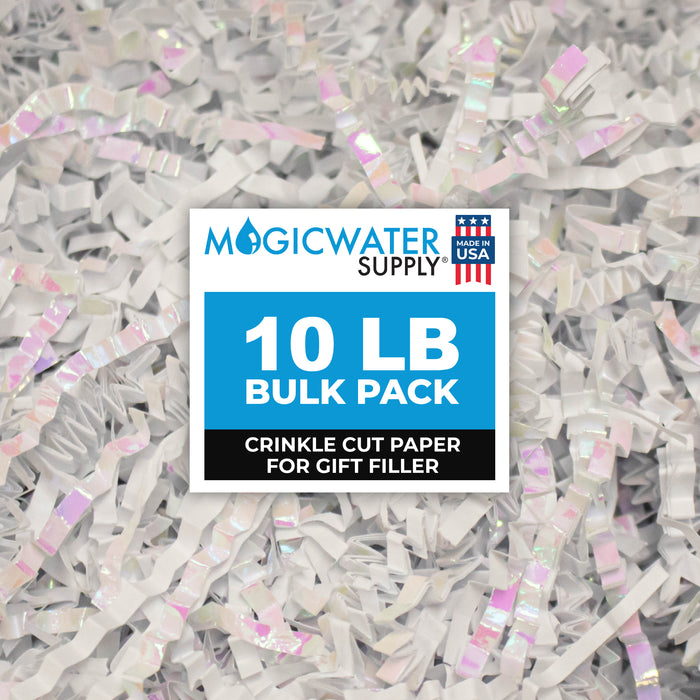 MagicWater Crinkle Cut Paper for Gift Baskets - 10LB Diamond White - Perfect for Shredded Paper Filler, Basket Filler, Gift Boxes, Bridesmaid Gifts,Halloween Stuffers & More - Ideal for All Occasions