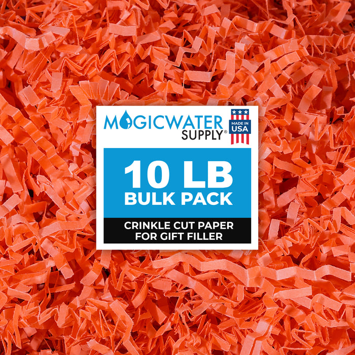 MagicWater Crinkle Cut Paper for Gift Baskets - 10LB - Orange - Perfect for Shredded Paper Filler, Basket Filler, Gift Boxes, Bridesmaid Gifts, Christmas Stuffers & More - Ideal for All Occasions