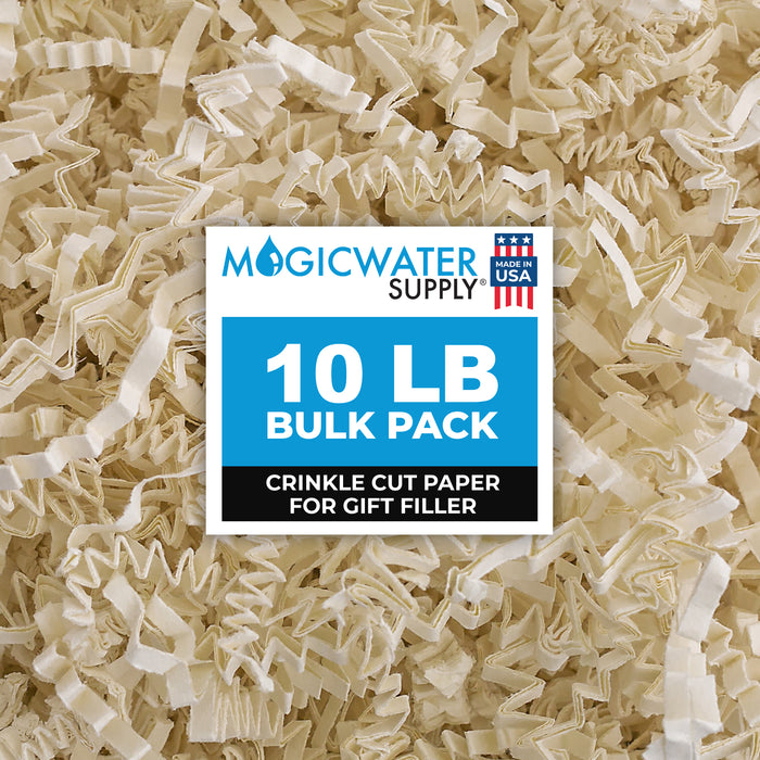 MagicWater Crinkle Cut Paper for Gift Baskets - 10LB - Light Ivory - Perfect for Shredded Paper Filler, Basket Filler, Gift Boxes, Bridesmaid Gifts, Christmas Stuffers & More - Ideal for All Occasions