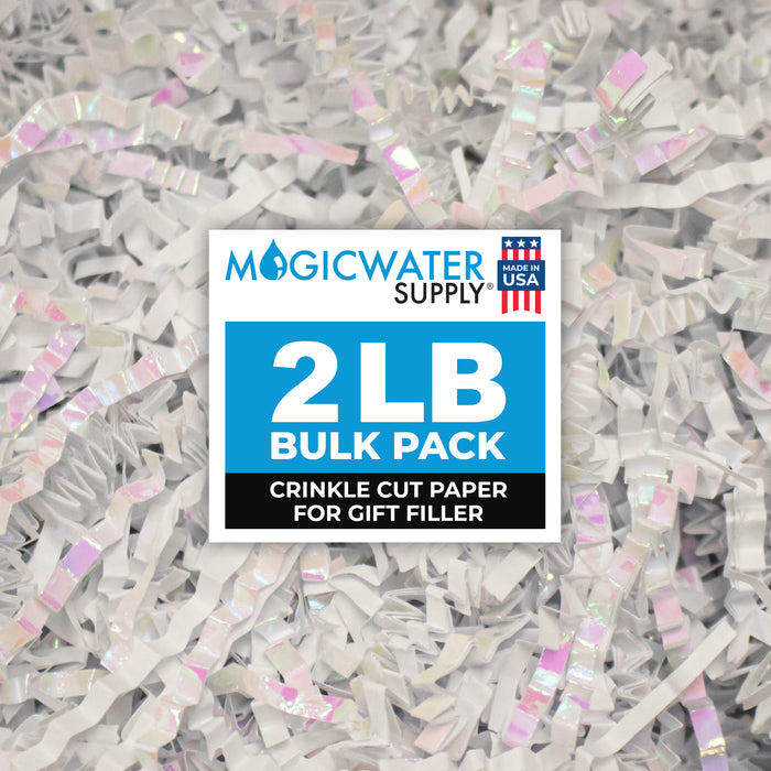 MagicWater Crinkle Cut Paper for Gift Baskets - 2LB - Diamond White - Perfect for Shredded Paper Filler, Basket Filler, Gift Boxes, Bridesmaid Gifts,Christmas Stuffers & More - Ideal for All Occasions