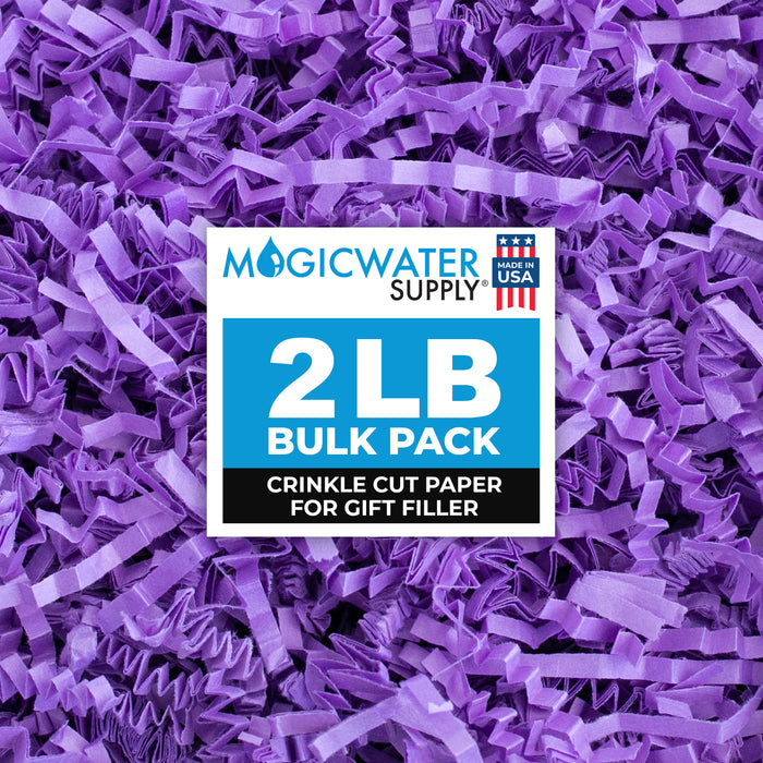 MagicWater Crinkle Cut Paper for Gift Baskets - 2LB - Purple - Perfect for Shredded Paper Filler, Basket Filler, Gift Boxes, Bridesmaid Gifts, Christmas Stuffers & More - Ideal for All Occasions