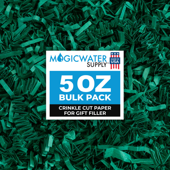 MagicWater Crinkle Cut Paper for Gift Baskets - 5 oz - Forest Green - Perfect for Shredded Paper Filler, Basket Filler, Gift Boxes, Bridesmaid Gifts, Christmas Stuffers & More - For All Occasions