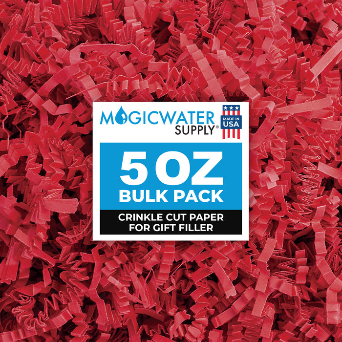 MagicWater Crinkle Cut Paper for Gift Baskets - 5 oz - Red - Perfect for Shredded Paper Filler, Basket Filler, Gift Boxes, Bridesmaid Gifts, Christmas Stuffers & More - Ideal for All Occasions