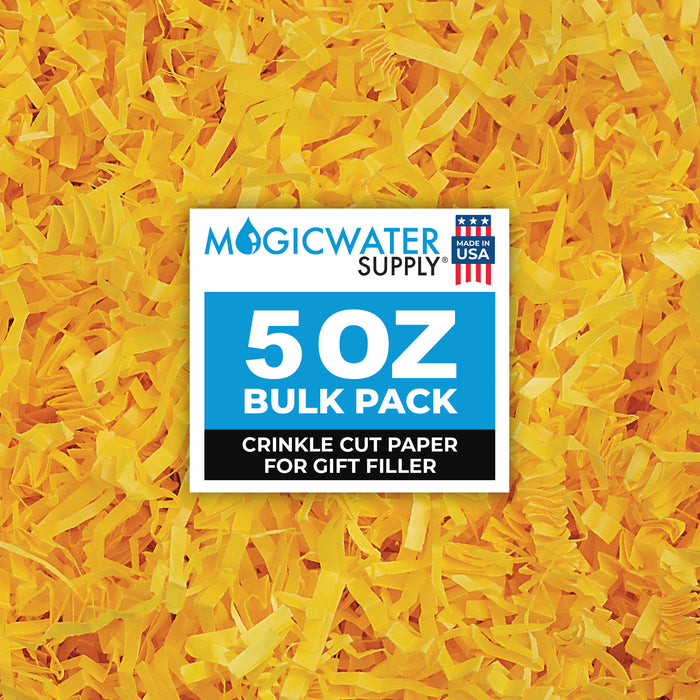 MagicWater Crinkle Cut Paper for Gift Baskets - 5 oz - Yellow - Perfect for Shredded Paper Filler, Basket Filler, Gift Boxes, Bridesmaid Gifts, Christmas Stuffers & More - Ideal for All Occasions