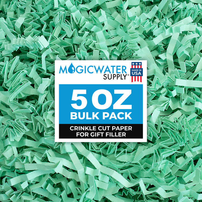MagicWater Crinkle Cut Paper for Gift Baskets - 5 oz - Mint Green - Perfect for Shredded Paper Filler, Basket Filler, Gift Boxes, Bridesmaid Gifts, Christmas Stuffers & More - Ideal for All Occasions
