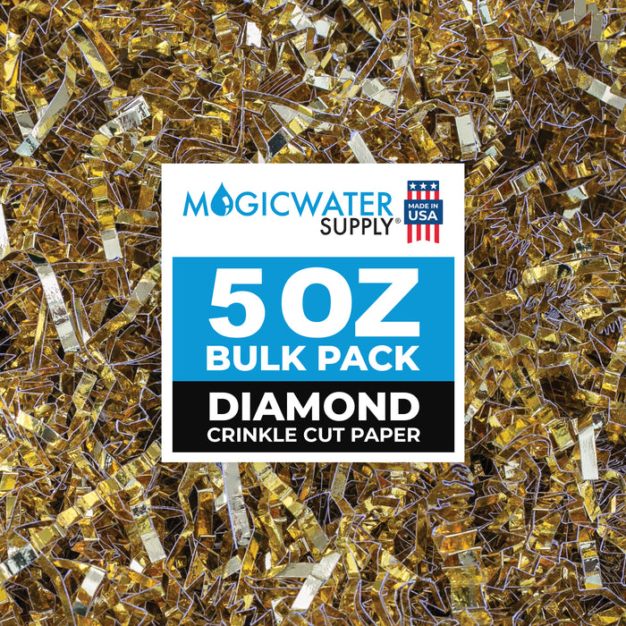 MagicWater Supply - 5 oz - Gold Metallic - Crinkle Cut Paper Shred Filler great for Gift Wrapping, Basket Filling, Birthdays, Weddings, Anniversaries