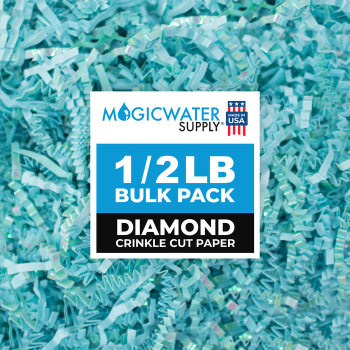 MagicWater Supply - 1/2 LB - Diamond Pastel Blue - Crinkle Cut Paper Shred Filler great for Gift Wrapping, Basket Filling, Birthdays, Weddings, Anniversaries