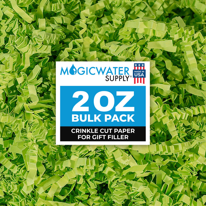 MagicWater Crinkle Cut Paper for Gift Baskets - 2 Oz - Lime Green - Perfect for Shredded Paper Filler, Basket Filler, Gift Boxes, Bridesmaid Gifts, Christmas Stuffers & More - Ideal for All Occasions