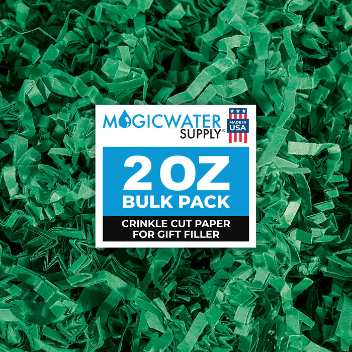 MagicWater Crinkle Cut Paper for Gift Baskets - 2 Oz - Green - Perfect for Shredded Paper Filler, Basket Filler, Gift Boxes, Bridesmaid Gifts, Christmas Stuffers & More - Ideal for All Occasions